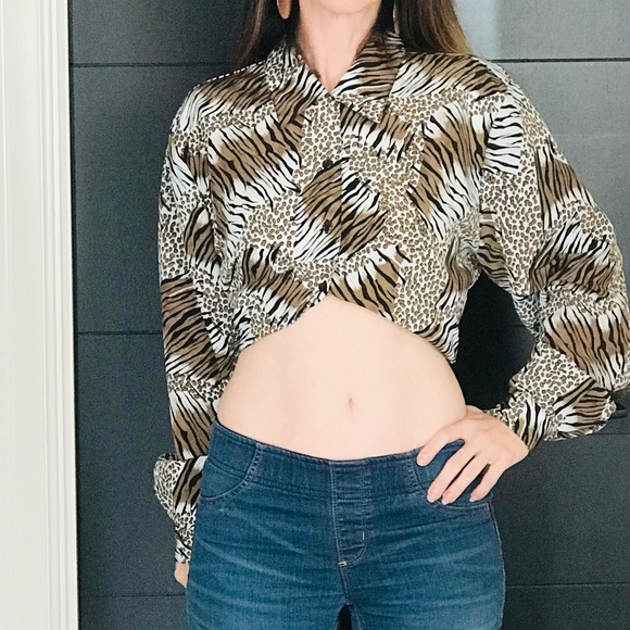 Vintage silky animal print top - Picture 3 of 6